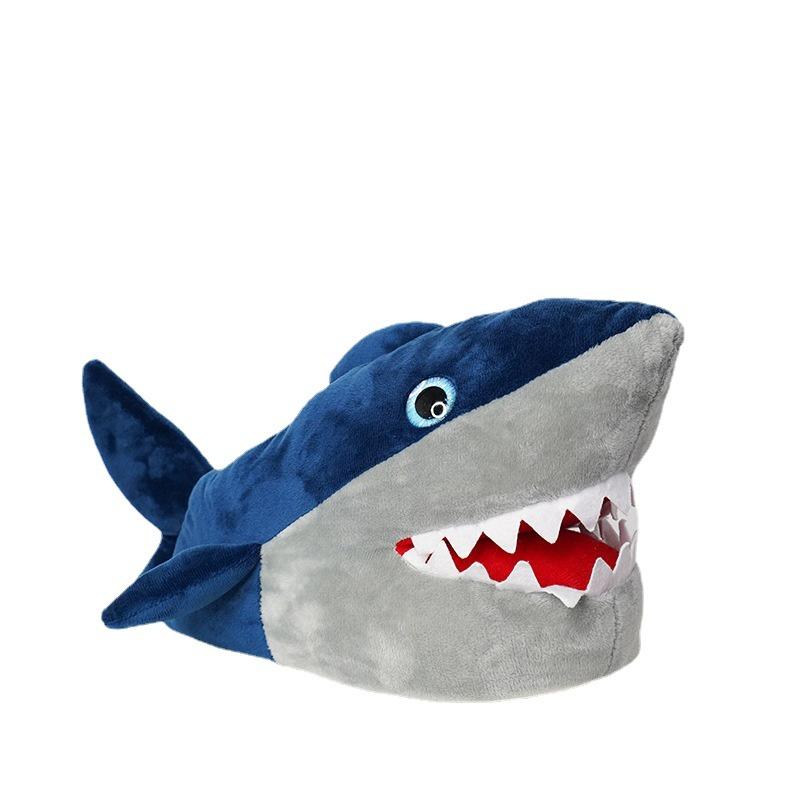 Cozy Shark Slippers Women Men Plush Animal Indoor Winter Warm Floor Shoes 3d