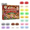 Christmas Advent Calendar Cartoon Dumpling Gift Box, Xmas with 24 Stress Days Countdown Box Relief Squeeze Toys, Steamed Bun Toy
