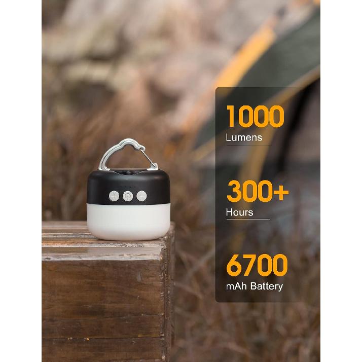 ZMNT LED Camping Lantern Rechargeable 1000LM, Up To 300H Running Time Camping Tent Light, 6700mAh Emergency Hanging Light for Hurricane, Power