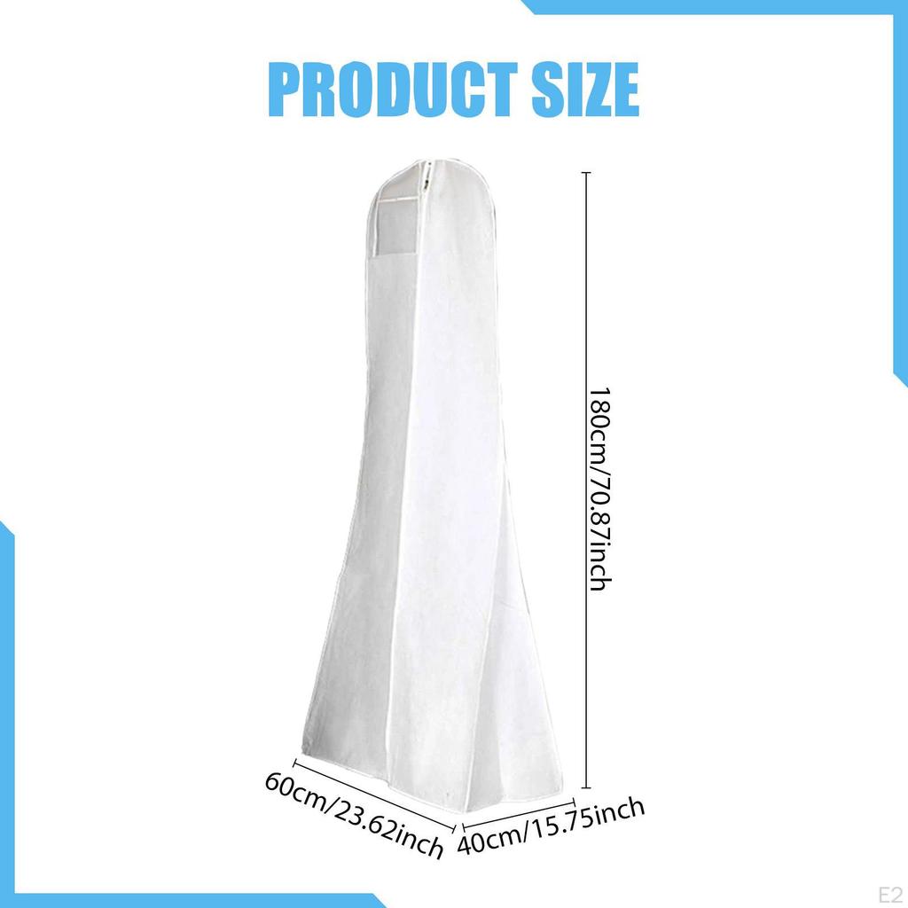 Dust Cover for Wedding Dress, Storage Bag Evening Gown, Breathable Non-woven , Sturdy Zipper,