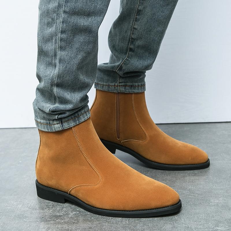 Fashion Men's Retro Classical Chelsea Boots Suede Leather High Top Denim Men Fashion Ankle Boot Mens Casual Short Boots High-Top Shoes