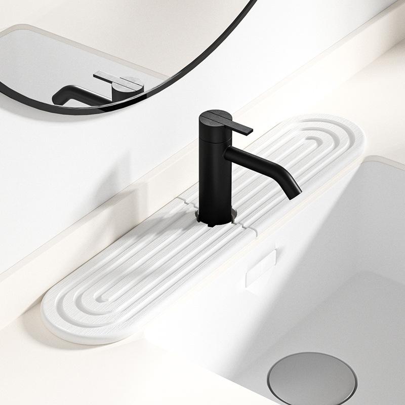 Faucet Mat for Kitchen Sink  Long Diatomite Fast Drying Stone Sink Tray, Super Absorbent, Faucet Splash Guard for Bathroom Counter