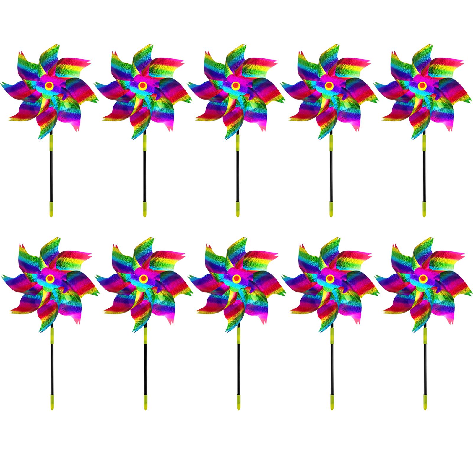 

10pack/lot Reflective Windmill Garden Bird Repeller Scare Birds With Light And Wind Bird Scare Yard
