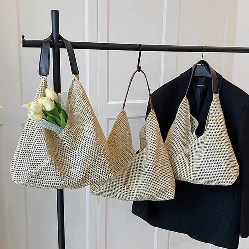 Handwoven bag women's 2025 new trendy fashion retro tote bag straw bag versatile large-capacity shoulder bag