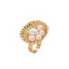 2025 new style women's jewelry geometric inlaid pearl design pleated ring niche open index finger ring