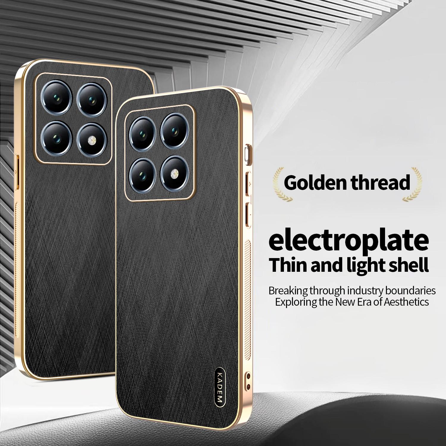 

KADEM For Xiaomi 14T Pro Case Electroplating Silk Texture PU+TPU Phone Back Cover Green