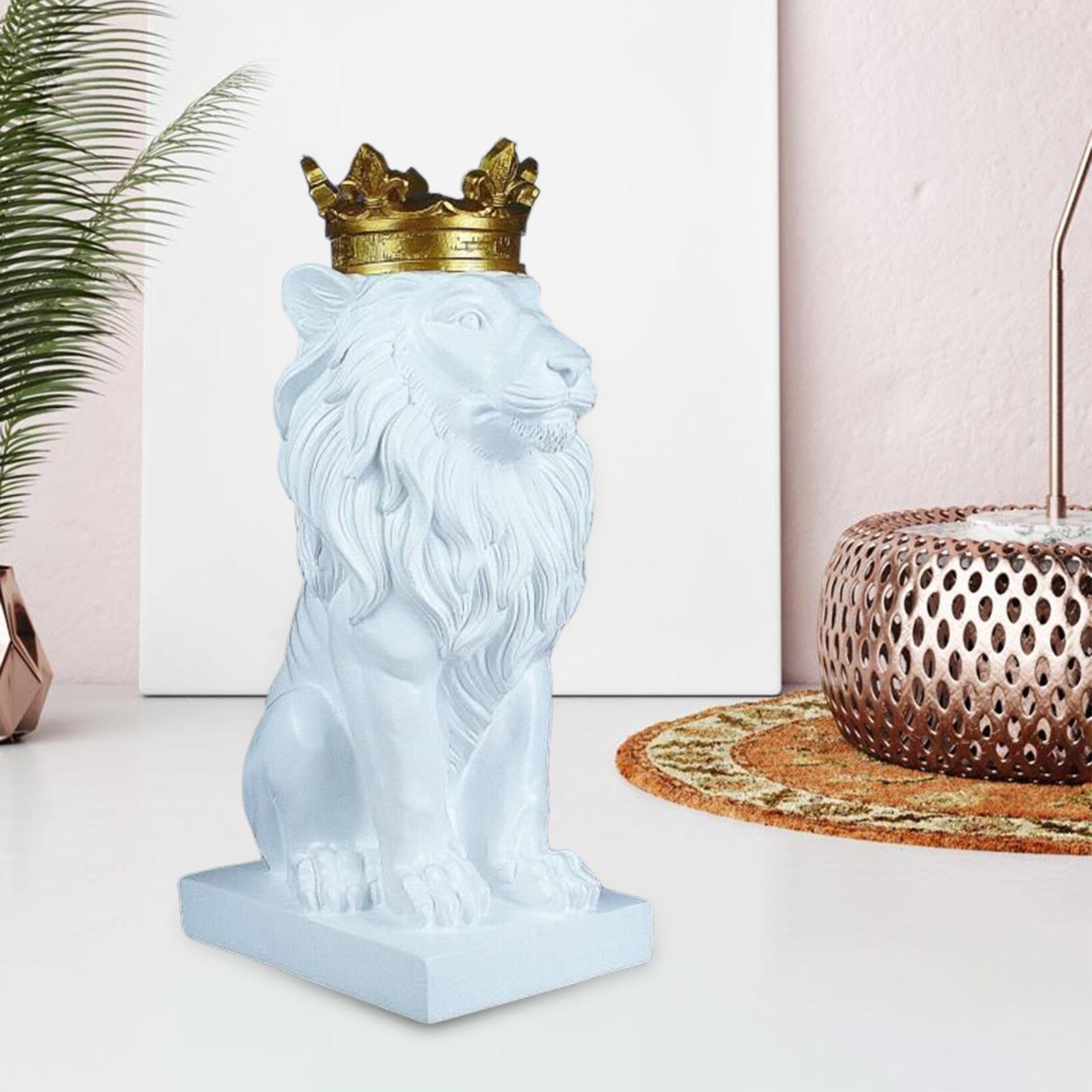 

European Style Lion Statue Collectible Sculpture Table Decor Ornament for Bookshelf Office Living Room Tabletop Cabinet білий