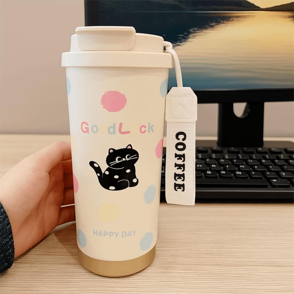 Leak-Proof Stainless Steel Mug Cartoon Pattern Coffee Cup Cute Thermal Mug  Hiking