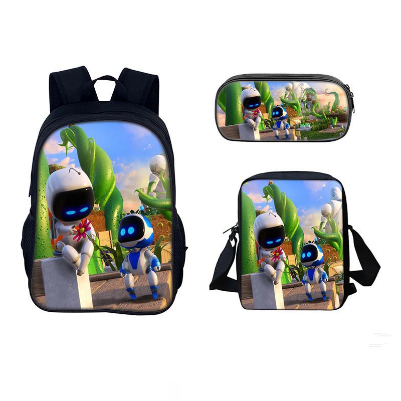 Astro Bot Space Robot Kids School Backpack Set With Cartoon Print For Elementary Students