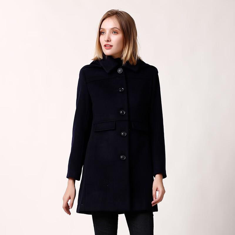 Anlom Women's Hooded Mid-Length Wool Blend Coat