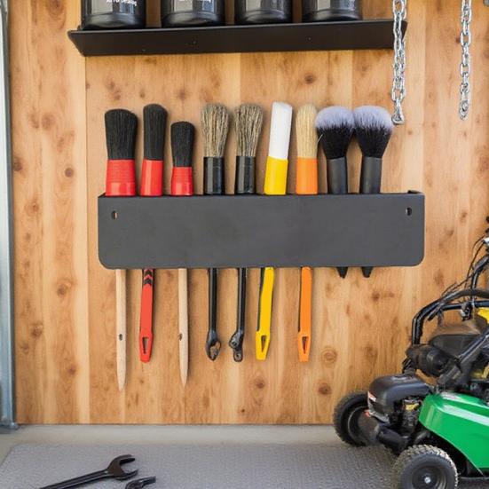 Suport Perii Detailing 10 Găuri Montare pe Perete Organizator Perii Detailing Auto Heavy Duty Raft Perii Detailing pentru Depozitare și Organizare Garaj Atelier