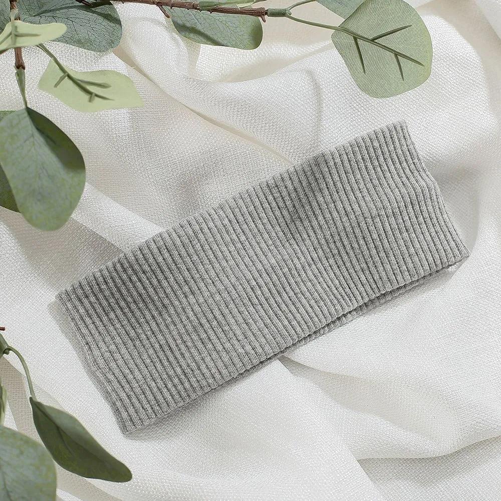 Daily Headband Designer Headband Angel Shushu Simple Ribbed Turban Gray