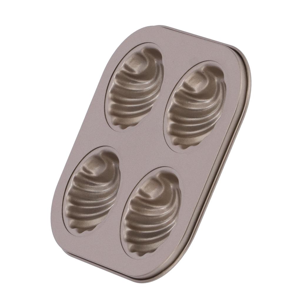 4Cavity Quadrate Baking Pan Mini NonStick Heavy Duty Carbon Steel Cupcake Mold for Microwave(Deep Shell Baking Pan )