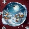 Rustic Metal Round Wreath 8x8 Inch Santa Moon Winter Scene Christmas Wall Art Home Decor