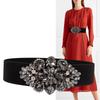 Flower Elastic Cummerbunds Wide Rhinestone Waist Belt Casual Women Waistband Dress