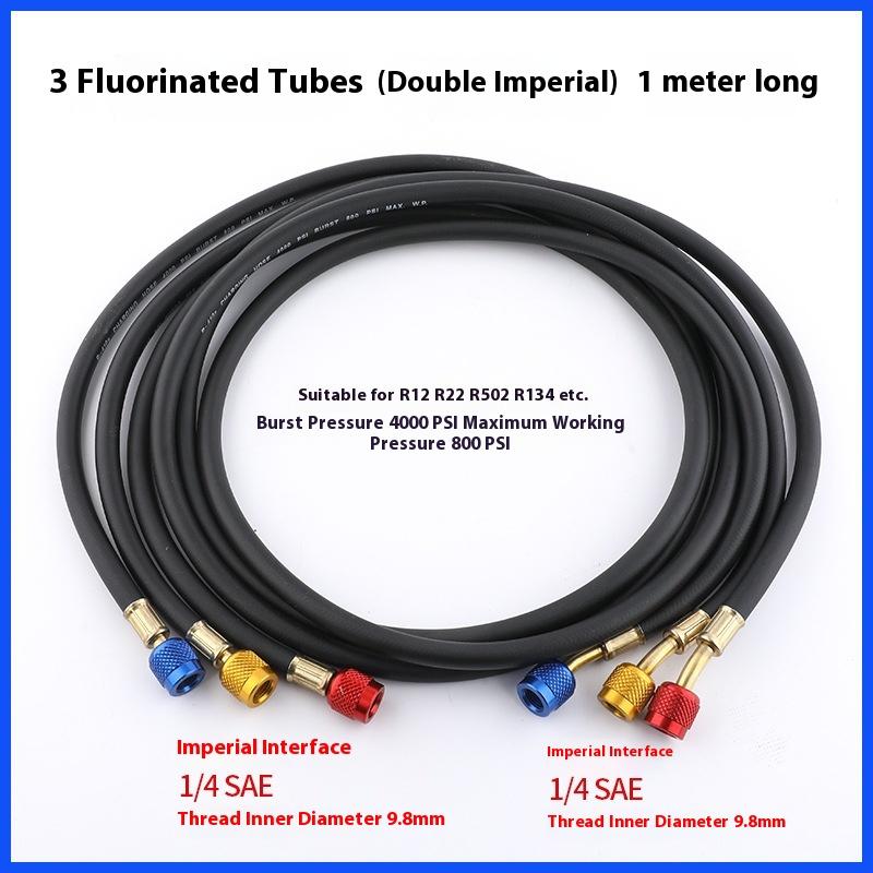 3Pcs HVAC Air Condition Refrigerant Charging Hoses 4000psi Burst/800psi Max Rubber Material R22R134 1/4 SAE Charging Hose Set