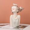 26cm Resin Decorative Girl Statue with Butterflies, Elegant Home Decor for Modern Interiors, Modern Stylish Lady Bust Statues