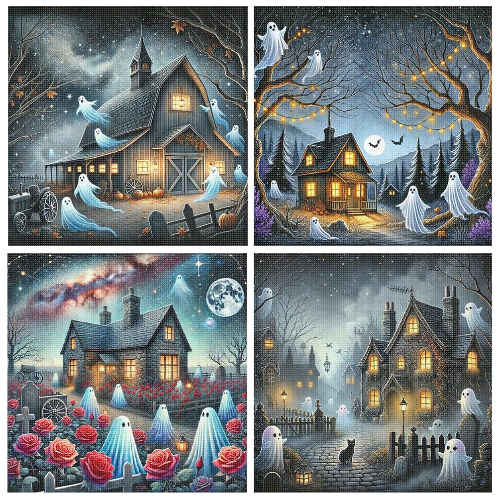 Halloween Printed Cross Stitch Kit DIY 11CT Embroidery Craft Set Home Decor
