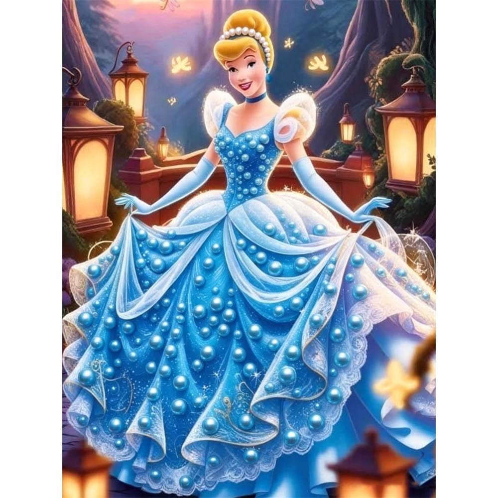 

Disney Blue Dress Cinderella Pearl Decorative Set 5D Artificial Pearl Jigsaw Embroidery Home Decorative Handmade Gift 35x45cm