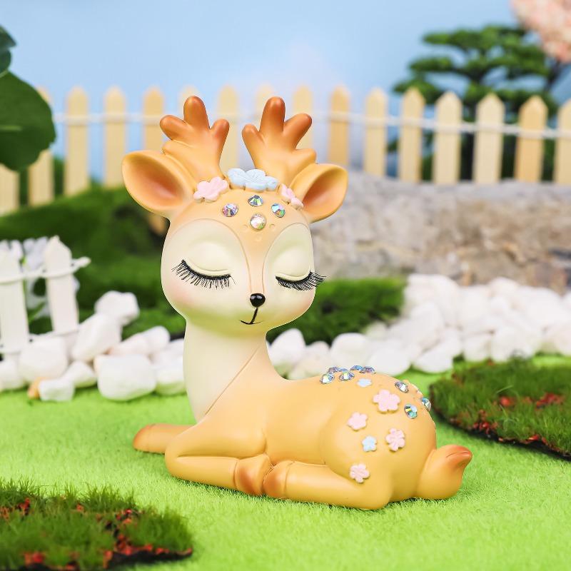 Romantic Little Fairy Deer, Cute Couple, Sika Deer Car Decoration, Cartoon Deer Ornaments, Resin Cake Decorations