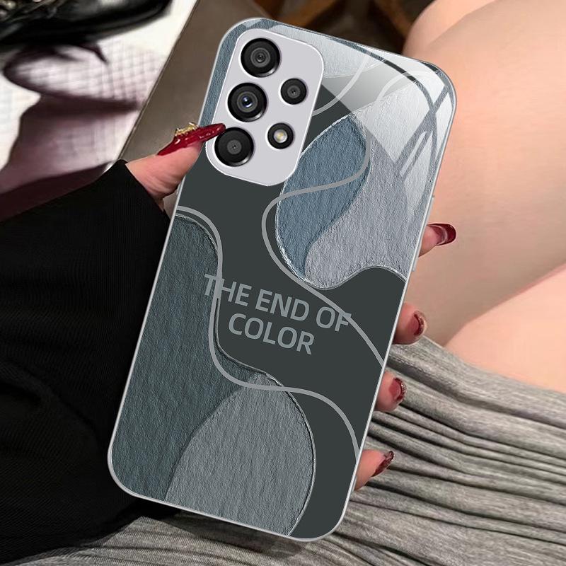 Color Block Liquid Glass Oil Painting Phone Case for Samsung S22Pro, S21, S20Ultra