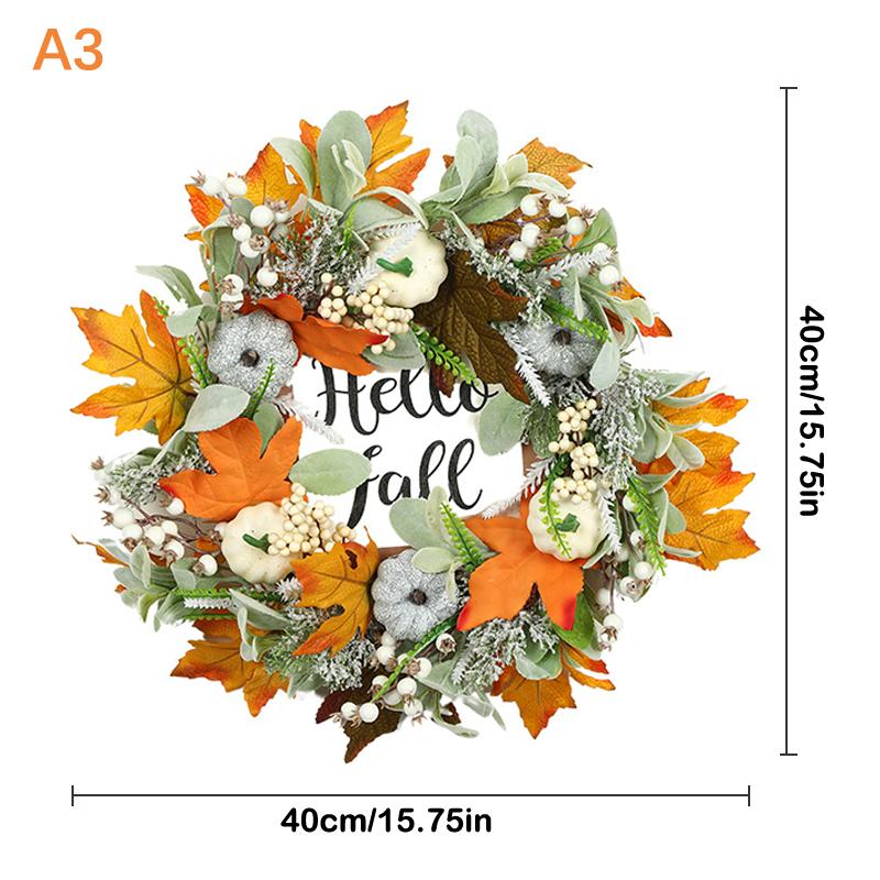 Handmade Maple Leaves Pumpkins Wreath Diy Decoration For Thanksgiving Halloween Front Door Wall Hanging Autumn Harvest Wreath