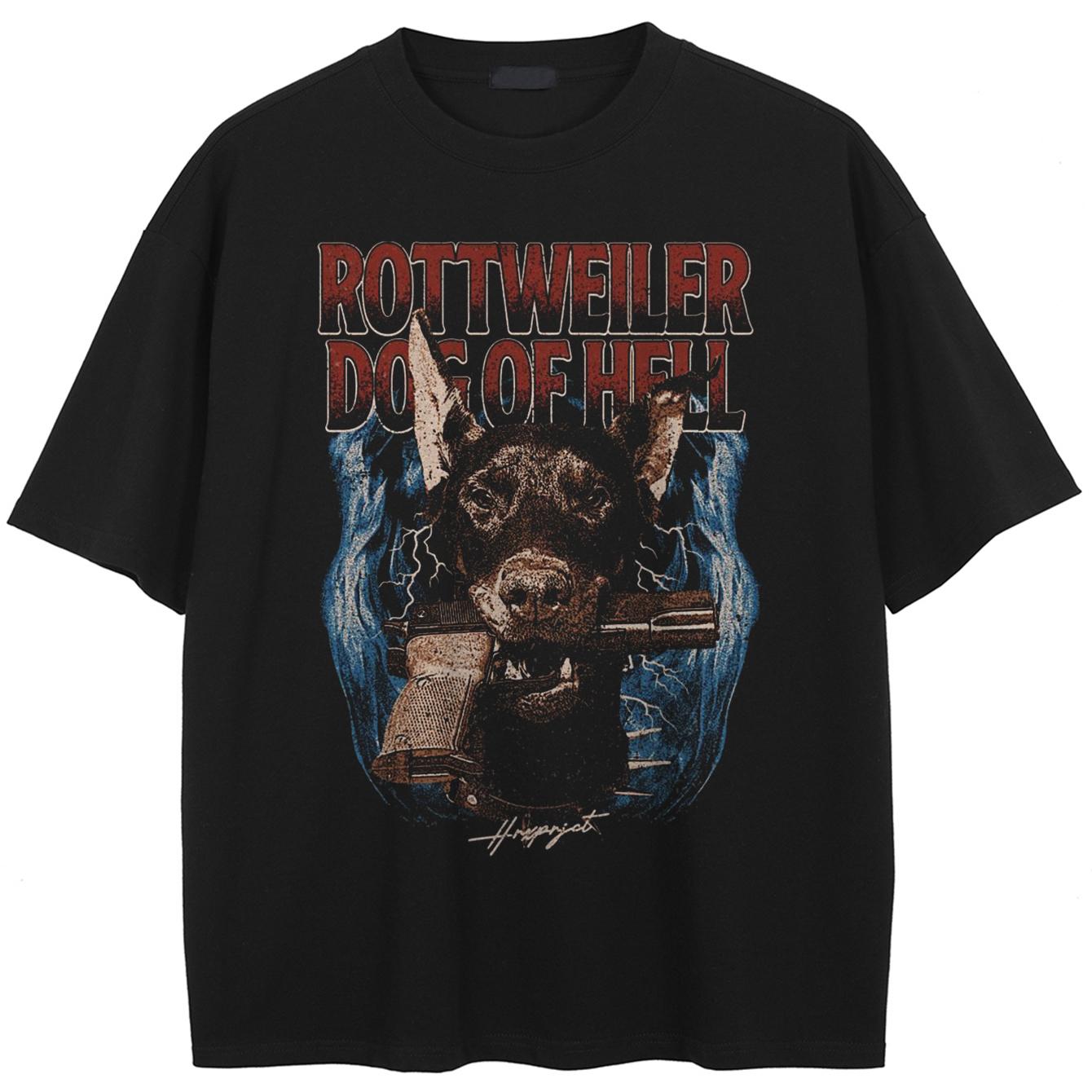 2026 Washed Black T-Shirt Streetwear QUARTER 24 Church Dog Graphic S