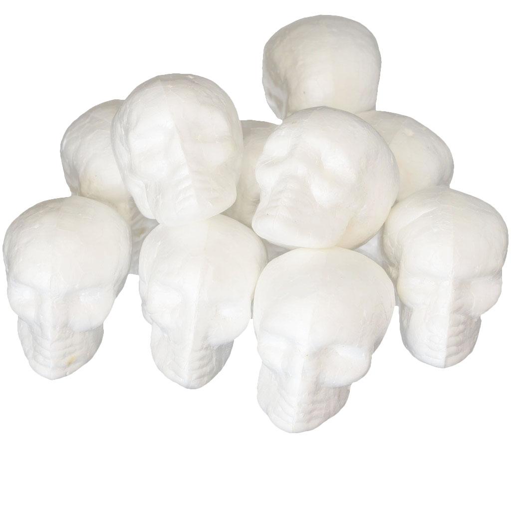 Pěnová lebka s vysokou hustotou pro řemesla Bílý polystyrenový ornament pro DIY Halloweenské dekorace a umělecké projekty