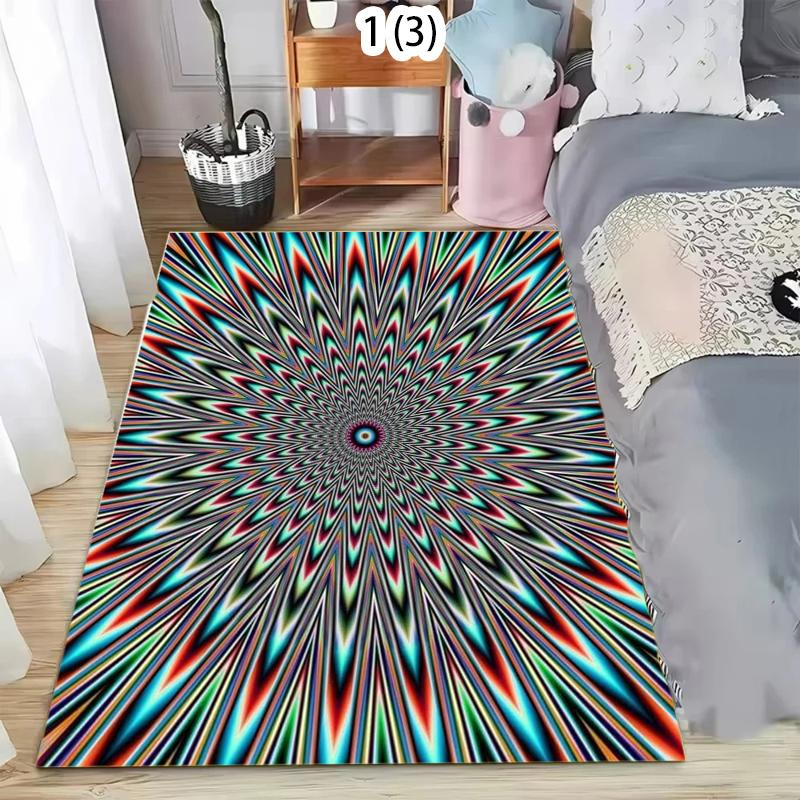 Psychedelic Optical Illusion Area Rug with Vibrant Spiral Patterns Soft Non Slip Floor Carpet for Modern Game Room Living Room