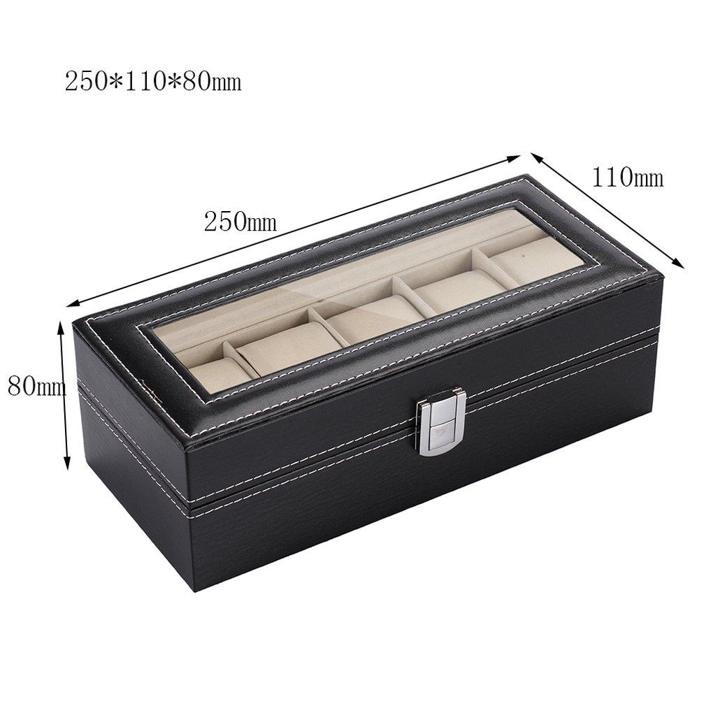 Watch Box Watch Display Case Storage Organizer Box 5-Grid Watch Box Case
