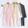 2026 New Spring and Autumn Couple Sleeping Robe 100% Cotton Crepe Bathrobe Large Solid Color Home Robe Robes for Women