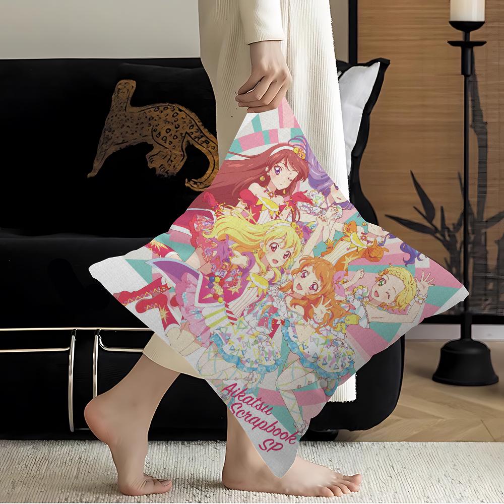 Aikatsu On Parade! Anime Cushion Cover Car Throw Pillow Case For Sofa Car Christmas Gift 40x40cm 45x45cm