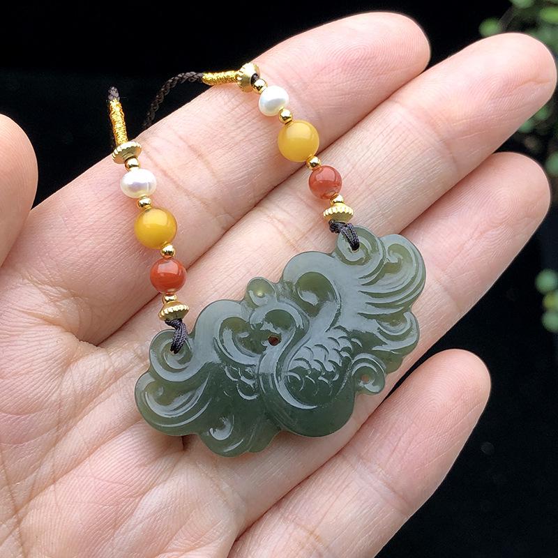 Hetian Jade Pi Xiu Anhänger Charm - Qingbai Stein Halskette für Paare