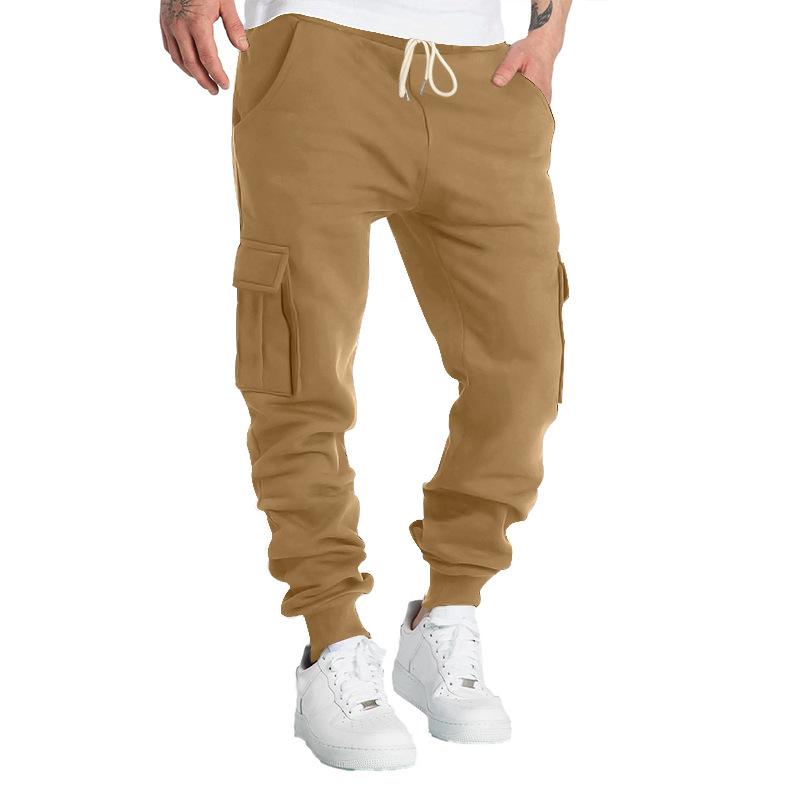 Autumn and winter fleece men's casual overalls men's multi-pocket pants cross-border large-size sports casual trousers