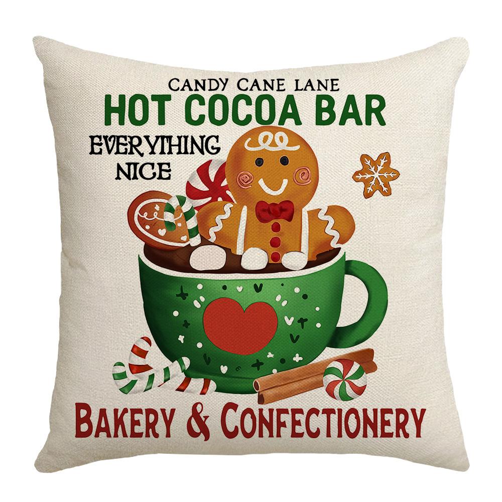 New Christmas Cushion Sugar Cookie Cartoon Cute Text Home Cushion Pillow Cover
