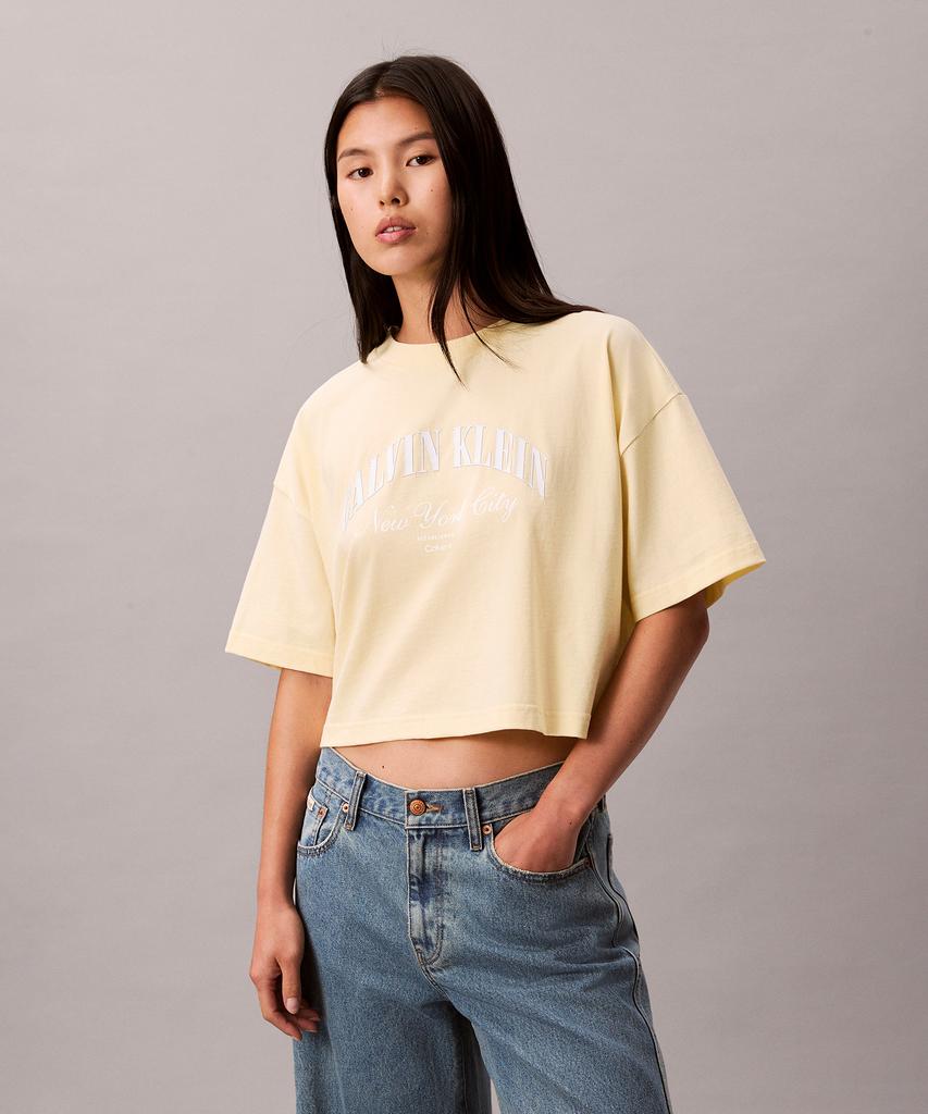 Kaelbinkeullainjin Women'S Cropped Boxy Heritage Chest Logo Short Sleeve T-Shirt 47F813G Zrk