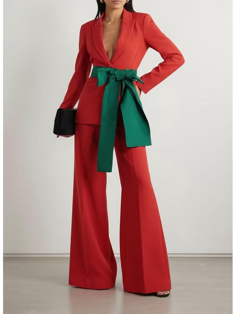 

European New Style Women s Single-Breasted Jacket & Pants Two-Piece Suit XL