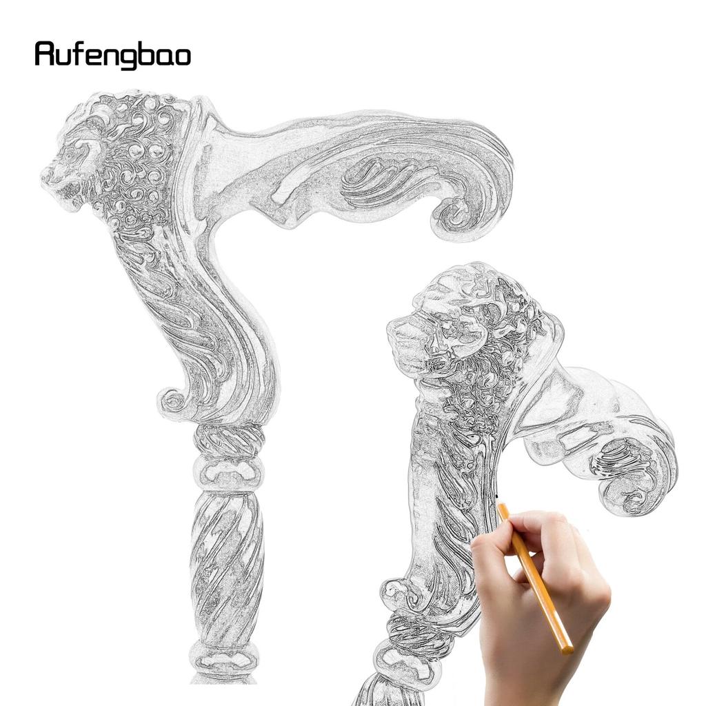 Lion Brown Wooden Fashion Walking Stick Decorative Vampire Cospaly Party Wood Walking Cane Halloween Mace Wand Crosier 93cm