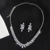Europe, America, Zircon Necklace Earrings Two-Piece Set Elegant Collarbone Chain Wedding Clothing Accessories