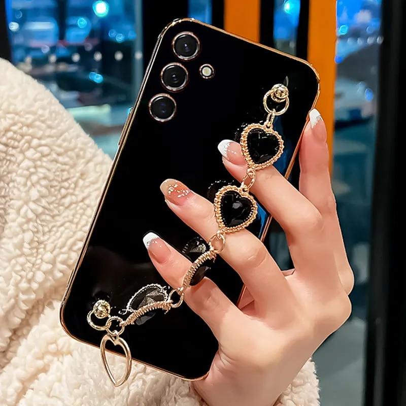 

Розкішний діамантовий браслет-ланцюжок силіконовий чохол для Samsung Galaxy S24ultra S23 S22 A13 A32 A14 A33 A53 M54 A73 A05s A04E A54 A25 S23fe протиударний чохол galaxy a05s чорний