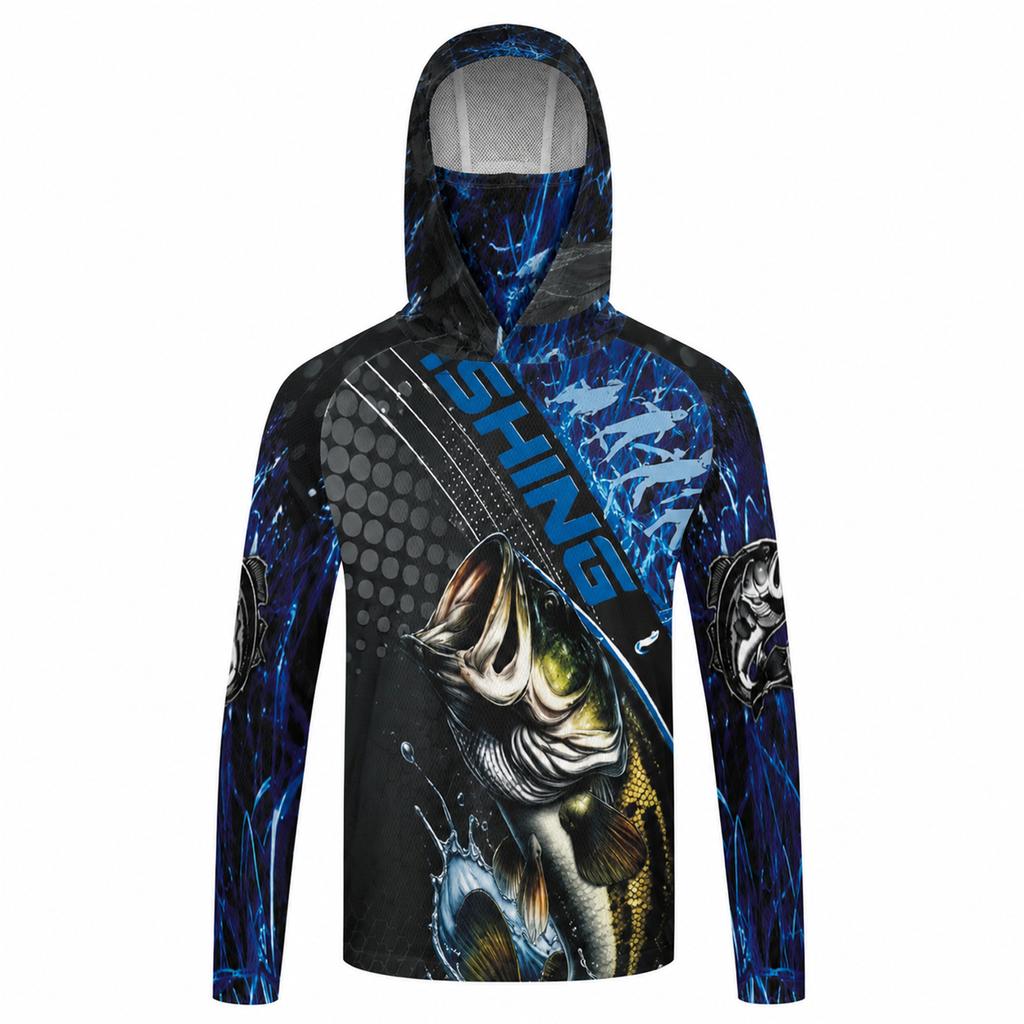 Men Hood Fishing Shirt Long Sleeve Fishing T Shirt Protection Fishing Apparel