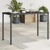 VidaXL Garden Table Glass Top, Dining Table, Meal Table, Patio Furniture Balcony Terrace Outdoor, Black 365072