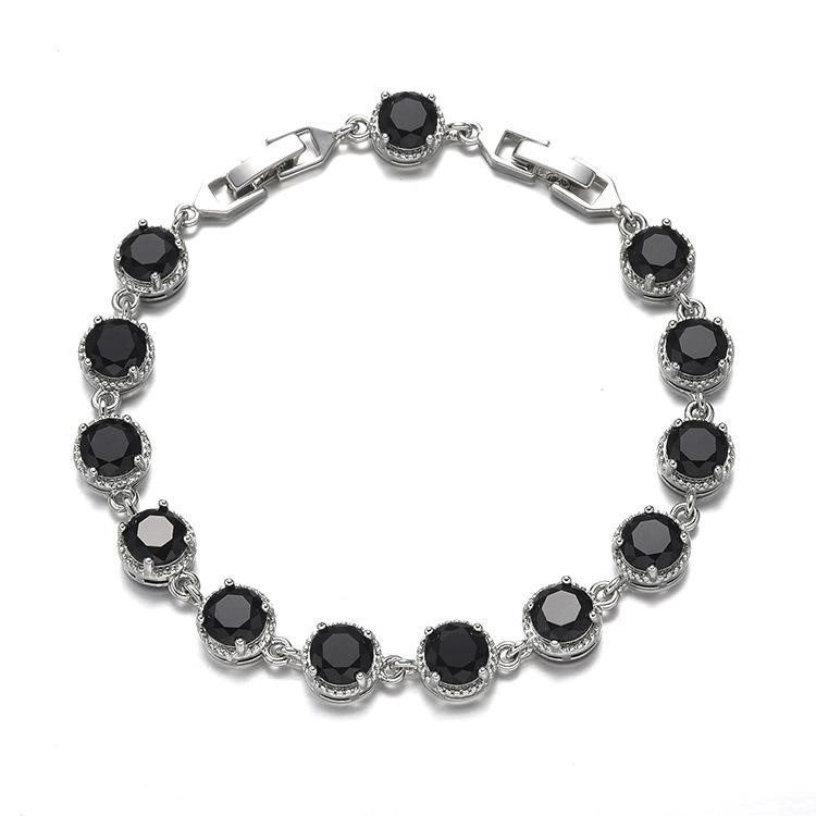 New European and American Round Zircon Bracelet Colored Gemstone Inlay Bracelet Crystal Bracelet for Women Zircon