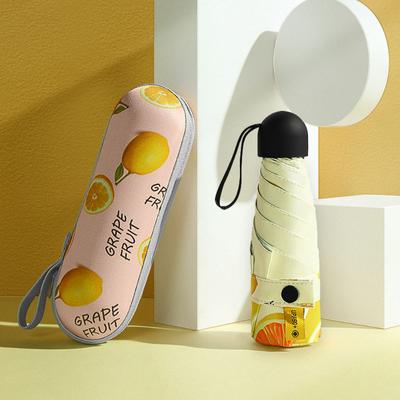 Portable Umbrella with Fruit Pattern UV-proof and Rainy-proof Dual-use Umbrellas for Kids Holiday Gifts Five-folding UPF 50+
