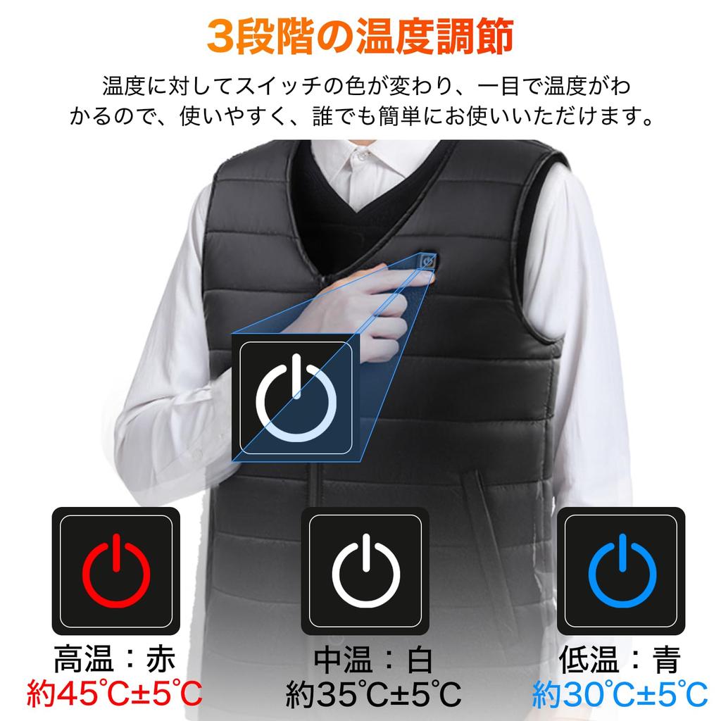 YORIYOI Electric Heated Vest with 16 Heating Front and Fast 3 Temperature Made with Japanese Cold Weather Electric Heated USB for Commuting and