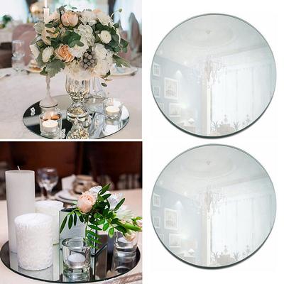 15/20/30cm Acrylic Silver Mirror Trays Table Centerpieces Ornament Round Candle Plate Storage Birthday Wedding Party Home Decor