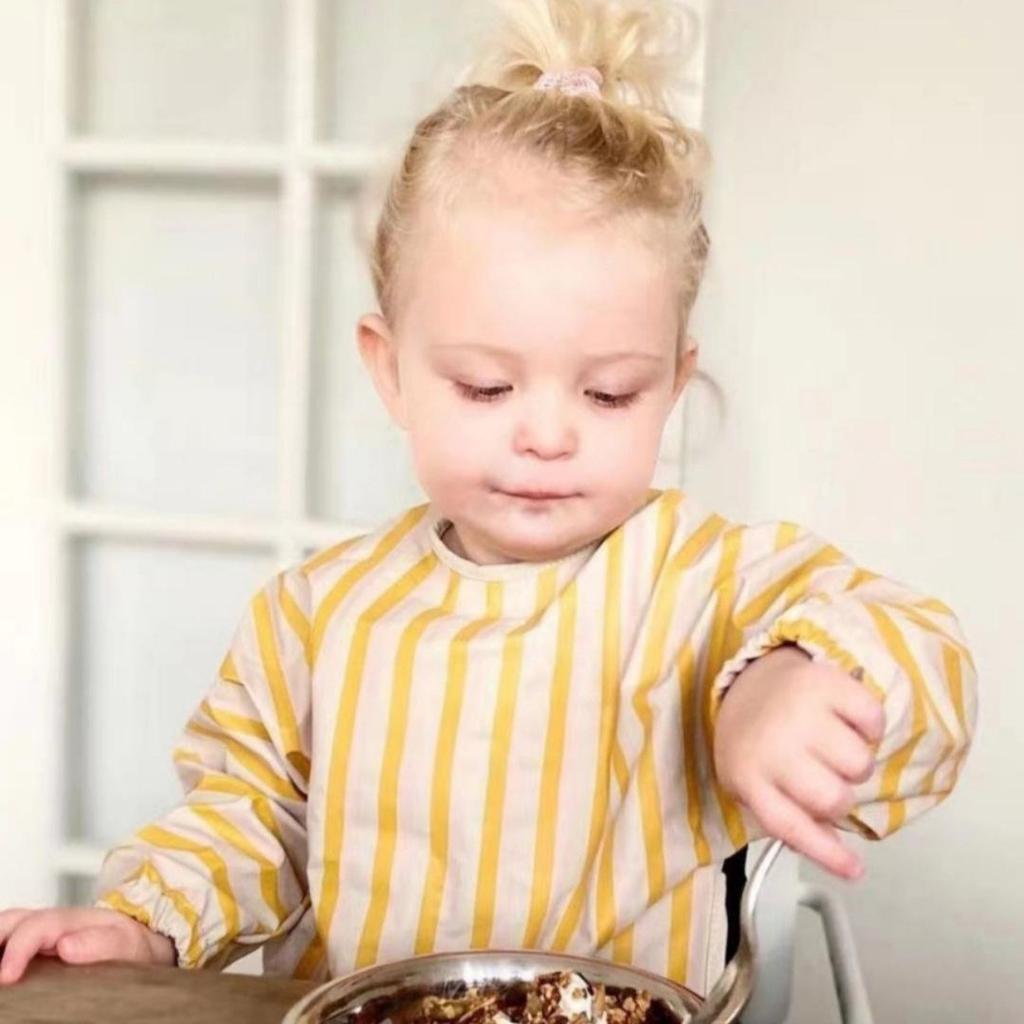 Waterproof Reversible Smock Bib for Babies - Super Soft, Food Catcher, Anti-Stain, Feeding Bib