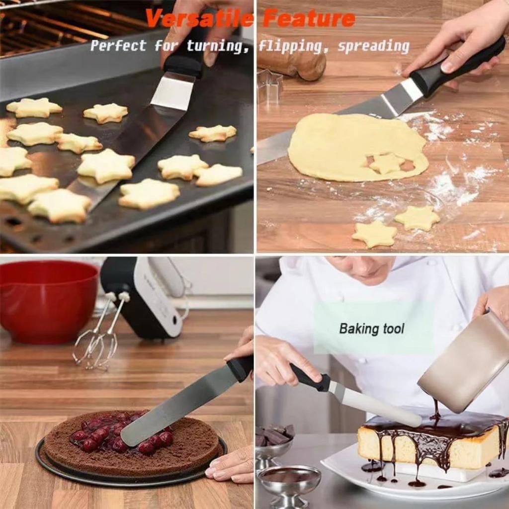 Small Cranked/ Angled Spatula Palette Cutter Set of 3,Cakes/ Icing/ Sugarcraft/ Fondant, Cake Decoration Tool Baking Accessories