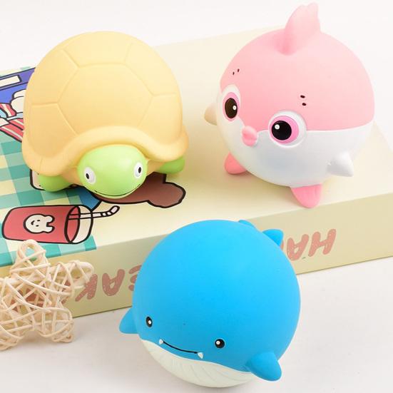 Latex Fish Dog Chew Toy with Squeaker Bite Resistant Cartoon Turtle Whale Pet Teeth Cleaning Puppy Tough Interactive Boredom Toy