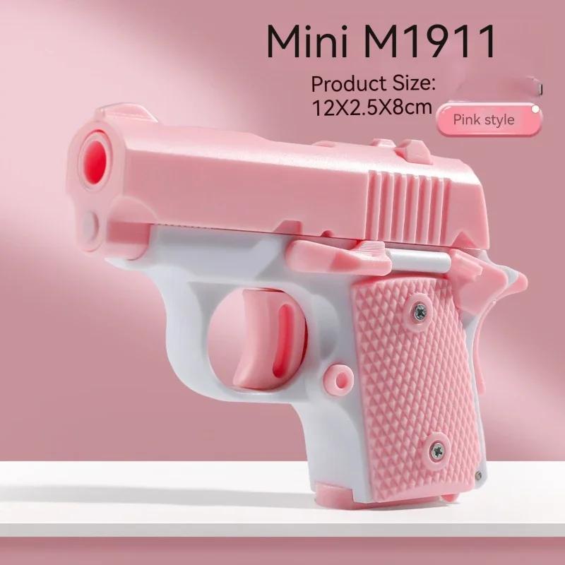 Safe Plastic Toy Pistol Colorful Mini M1911 Model Gun Non-Shooting Luminous Fidget Toy for Kids Little Boys Birthday Gifts